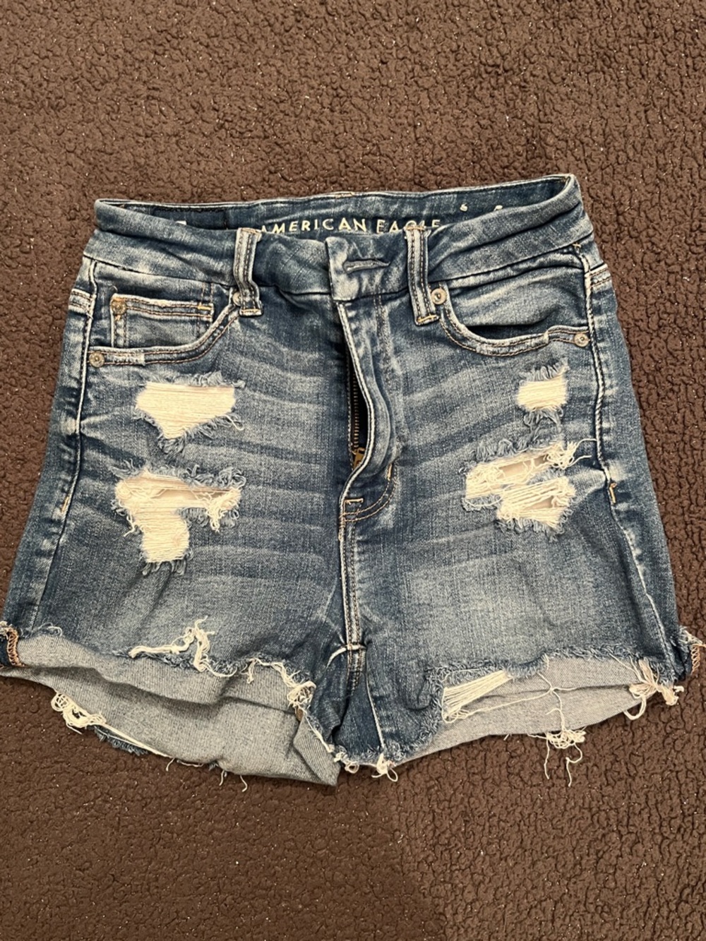 American Eagle Outfitters Ripped Blue Denim Jean Shorts